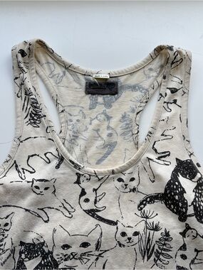 Adorable Cream Tank with Black Cat Sketches, purchased on Modcloth